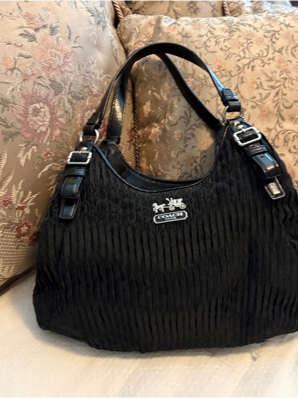 Coach Madison Hobo Black Pleated Shoulder Bag